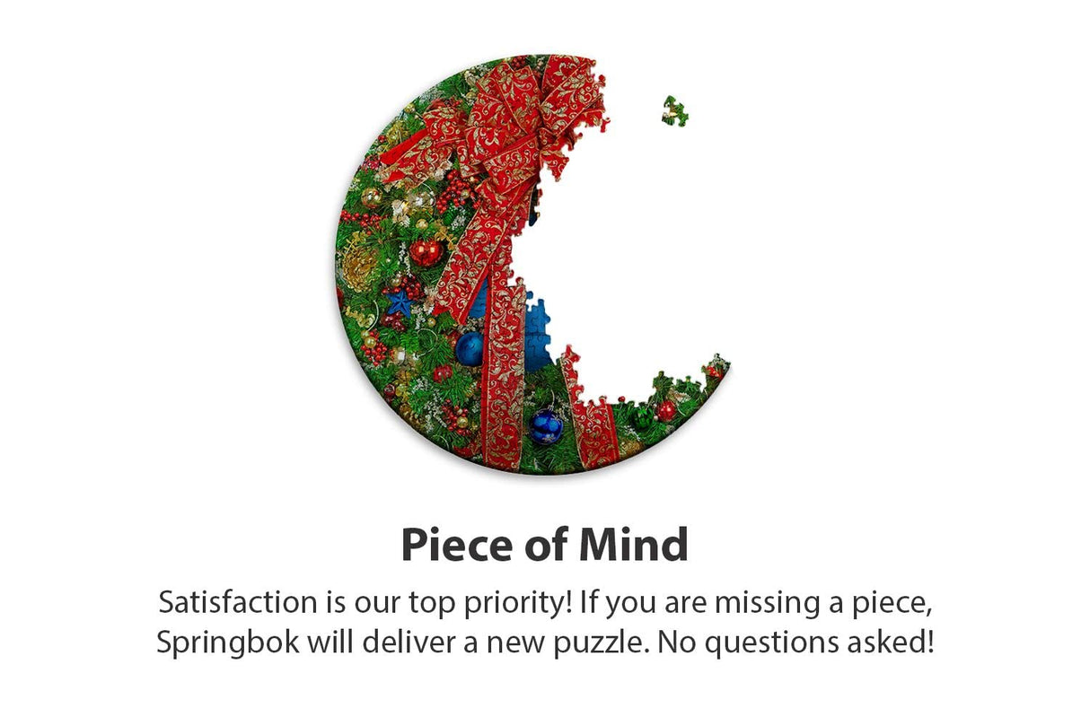 Springbok 500 Piece Round Jigsaw Puzzle Holiday Wreath