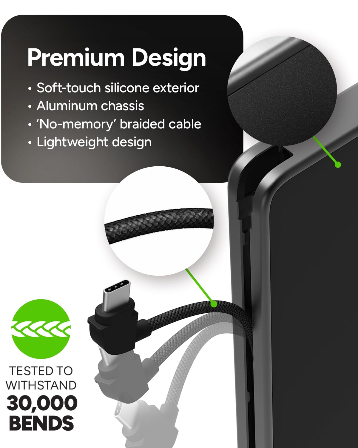 mophie Powerstation Plus Mini 5,000mAh Power Bank - Has Integrated USB-C Cable, Fast Charging for Smartphones, Tablets, and iPhones