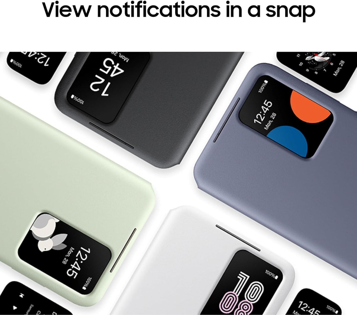 SAMSUNG Galaxy S24 S-View Wallet Phone Case, Protective Cover with Smart Small Screen View, Finger Tap Control, Slim Design, Card Holder Pocket - Black