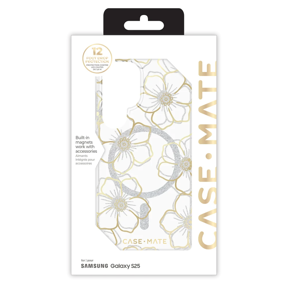 Case-Mate - Floral Gems Case with Magnet for Samsung Galaxy S25 - Gold