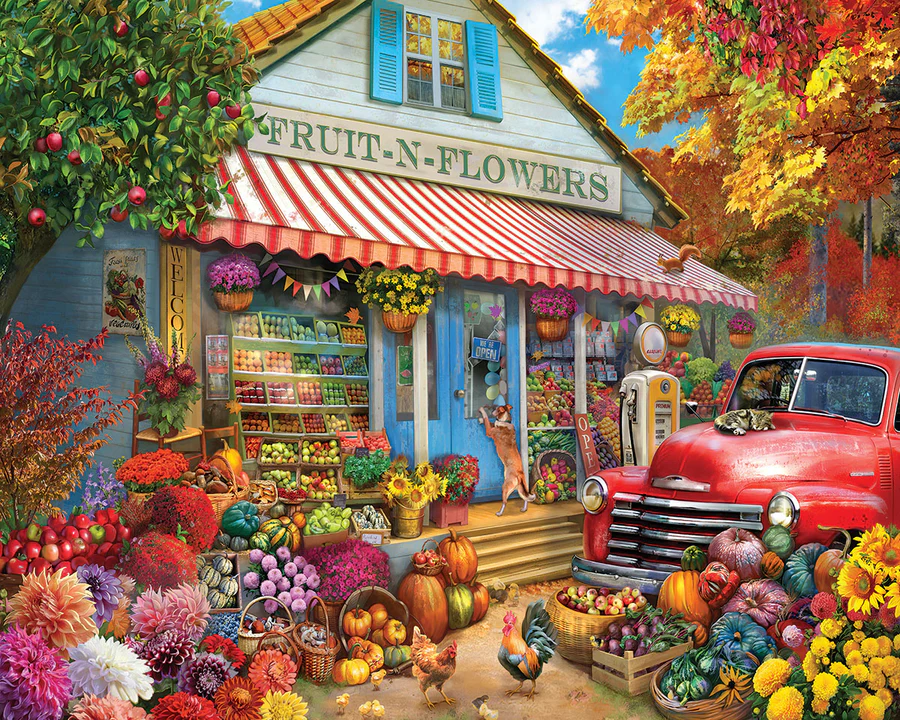 White Mountain Fruits N Flowers- 1000 Piece Jigsaw Puzzle