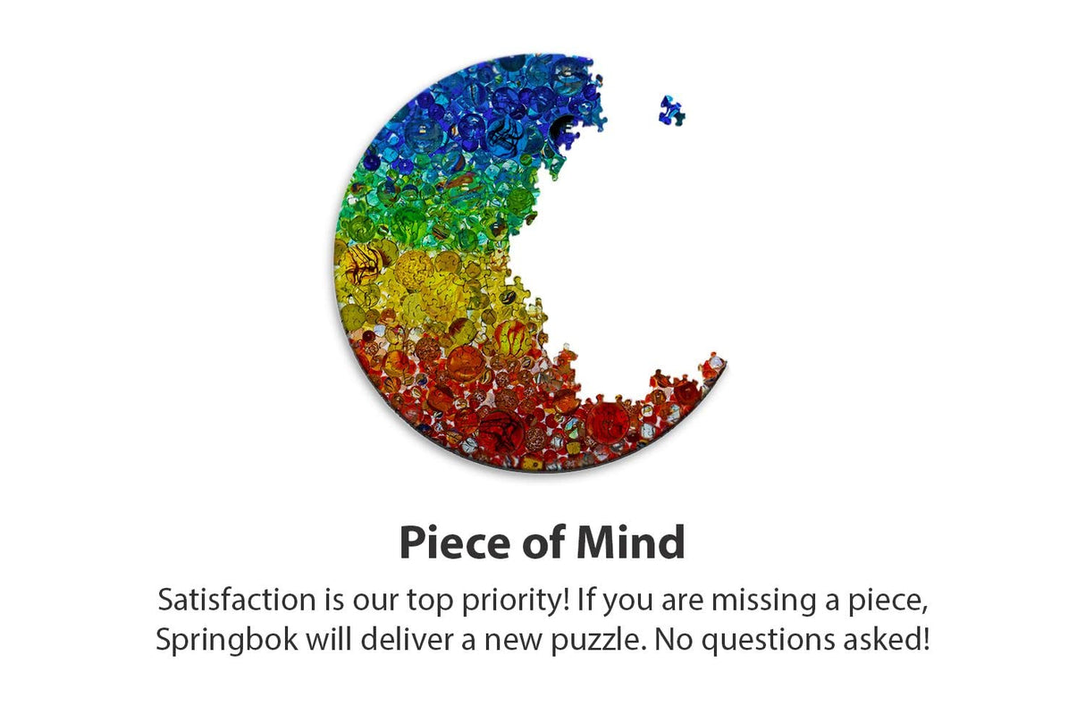 Springbok 500 Piece Round Jigsaw Puzzle Illuminated Marbles