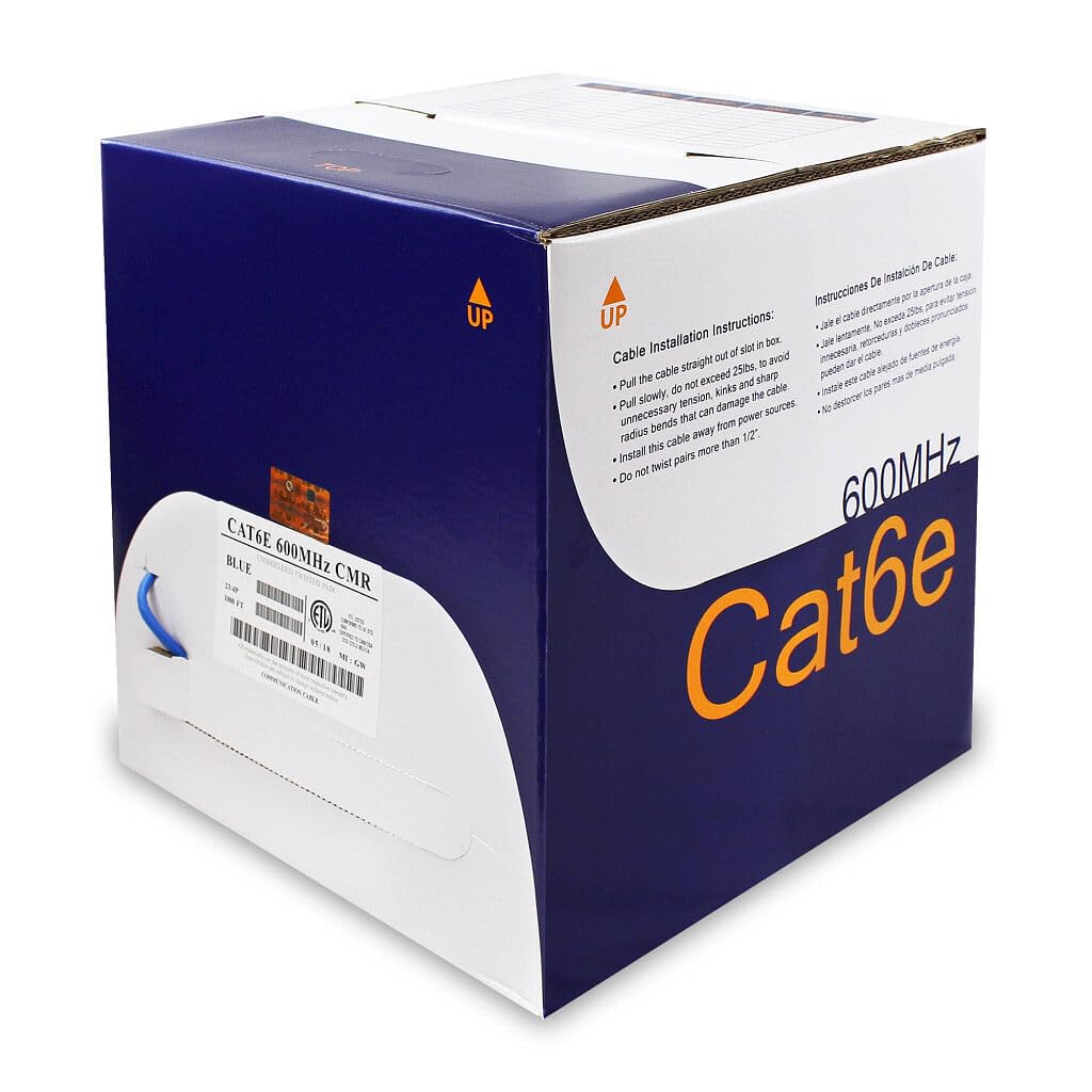 WIRE CAT6 RISER CMR BLUE 1000' REELX PULL BOX