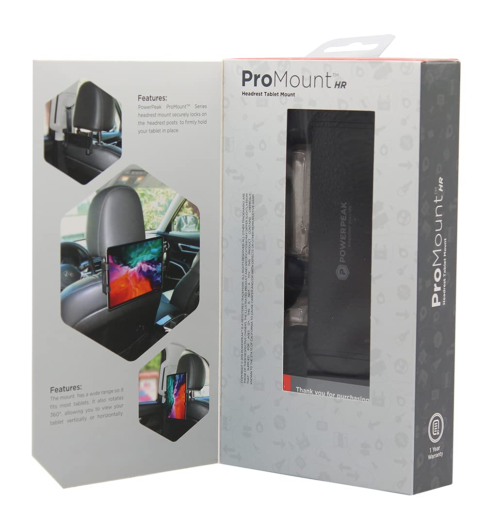 POWERPEAK PROMOUNT CAR HEADREST FOR TABLETS {5.25" TO 12" IN