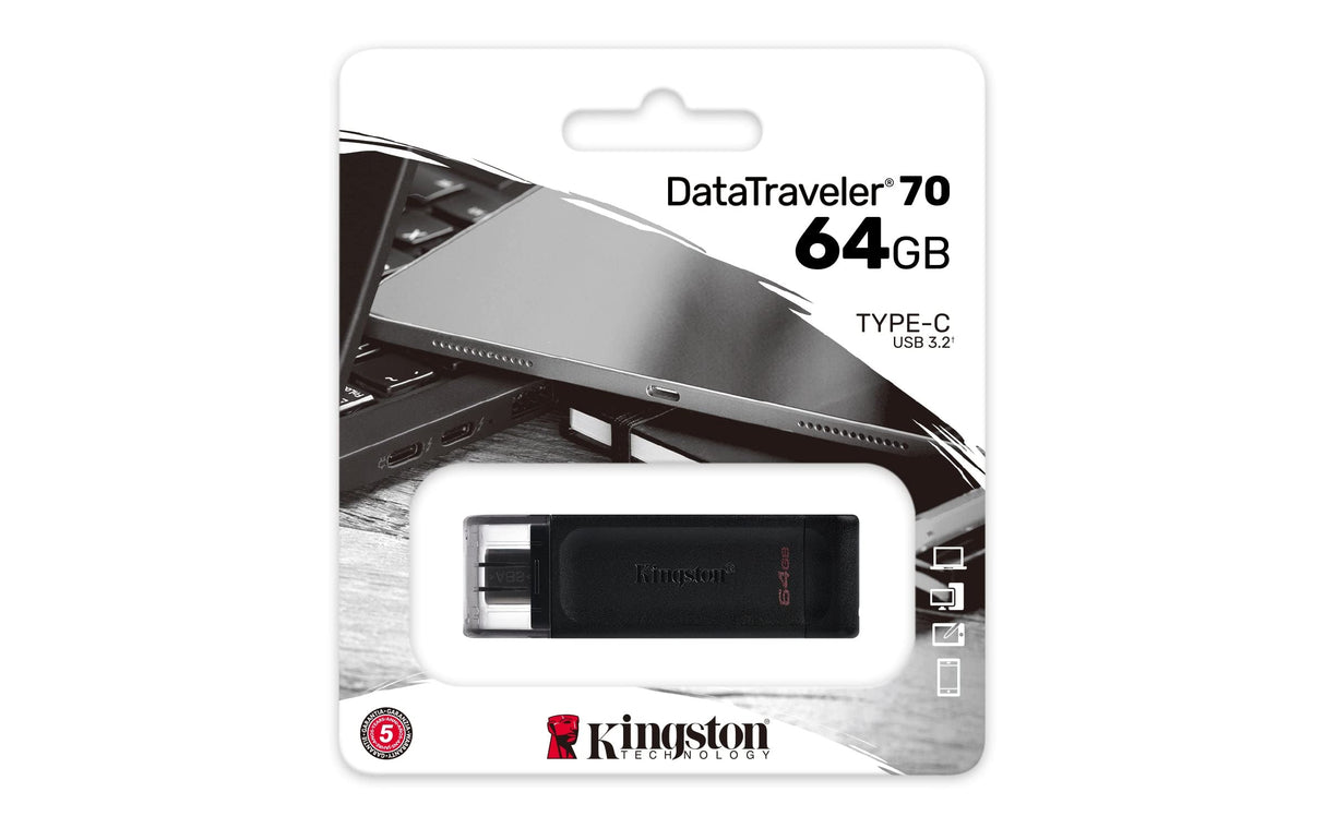 KINGSTON 64GB DATATRAVELER 70 USB-C FLASH DRIVE