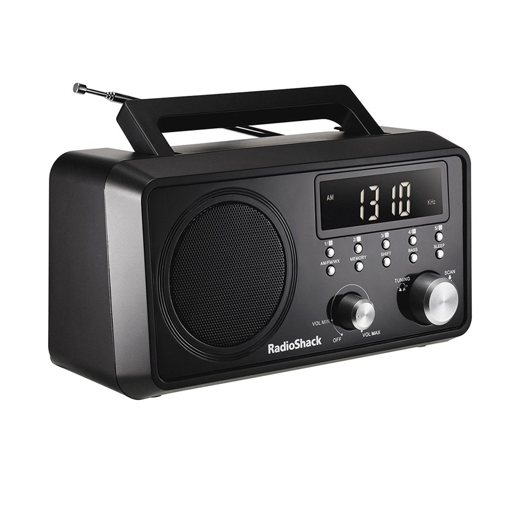 RadioShack AM/FM Portable Radio – Power Cord and Battery Operated Radio Black