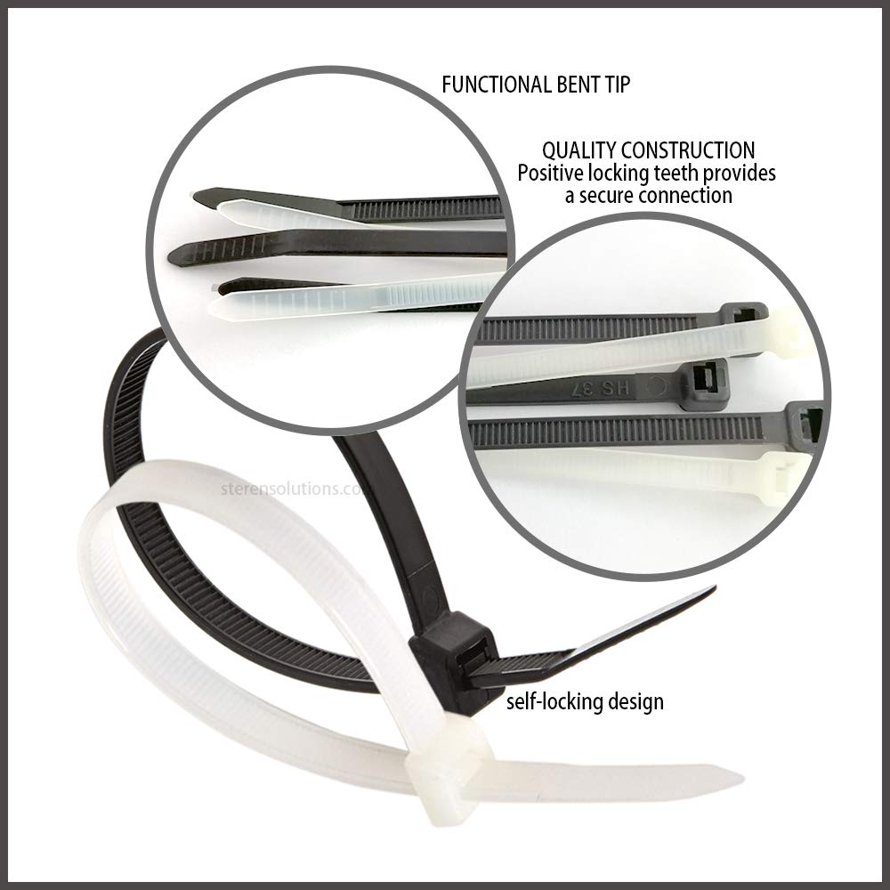 CABLE TIE 4IN 18LB NYLON SELF-LOCKING BLACK 100 PACK