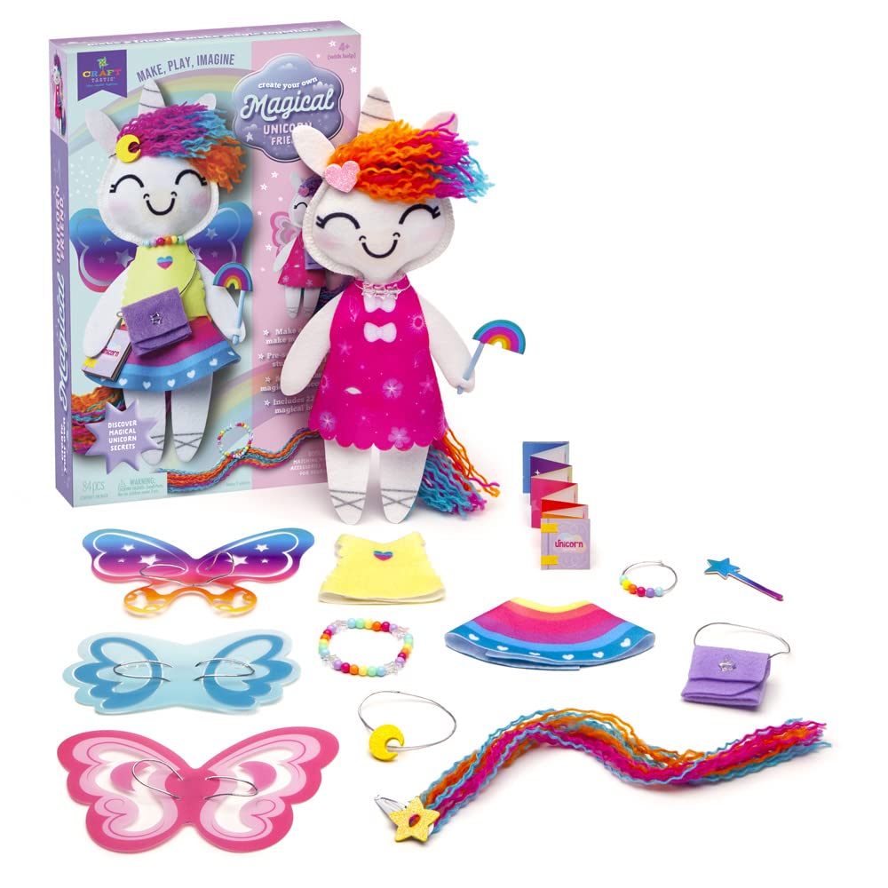 Craft-tastic —Make a Unicorn Friend Craft Kit — Learn to Make Easy-to-Sew Stuffie with Clothes & Accessories — Ages 4+