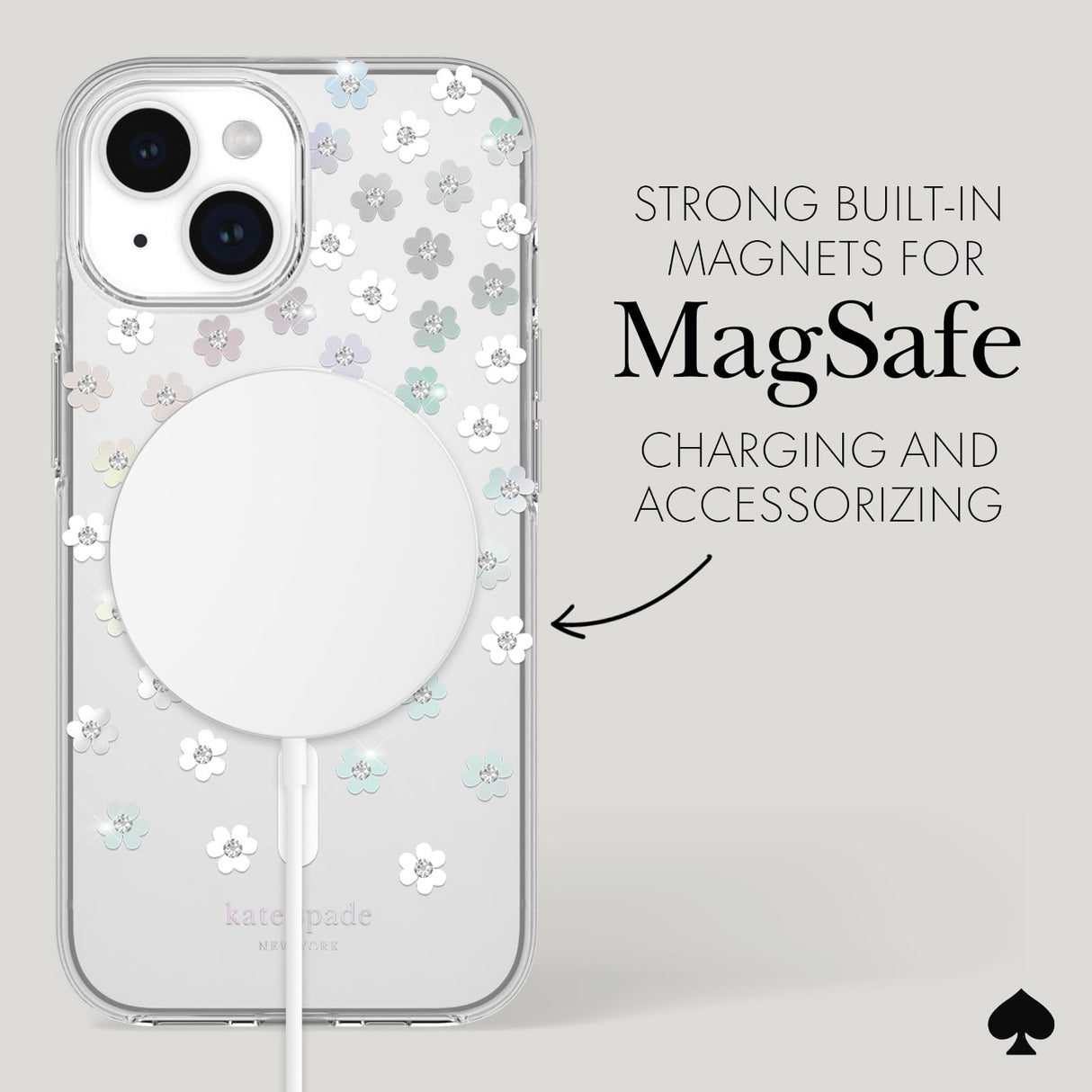 Kate Spade New York iPhone 15 Case / iPhone 14 Case / iPhone 13 Case, Compatible with MagSafe - Scattered Flowers