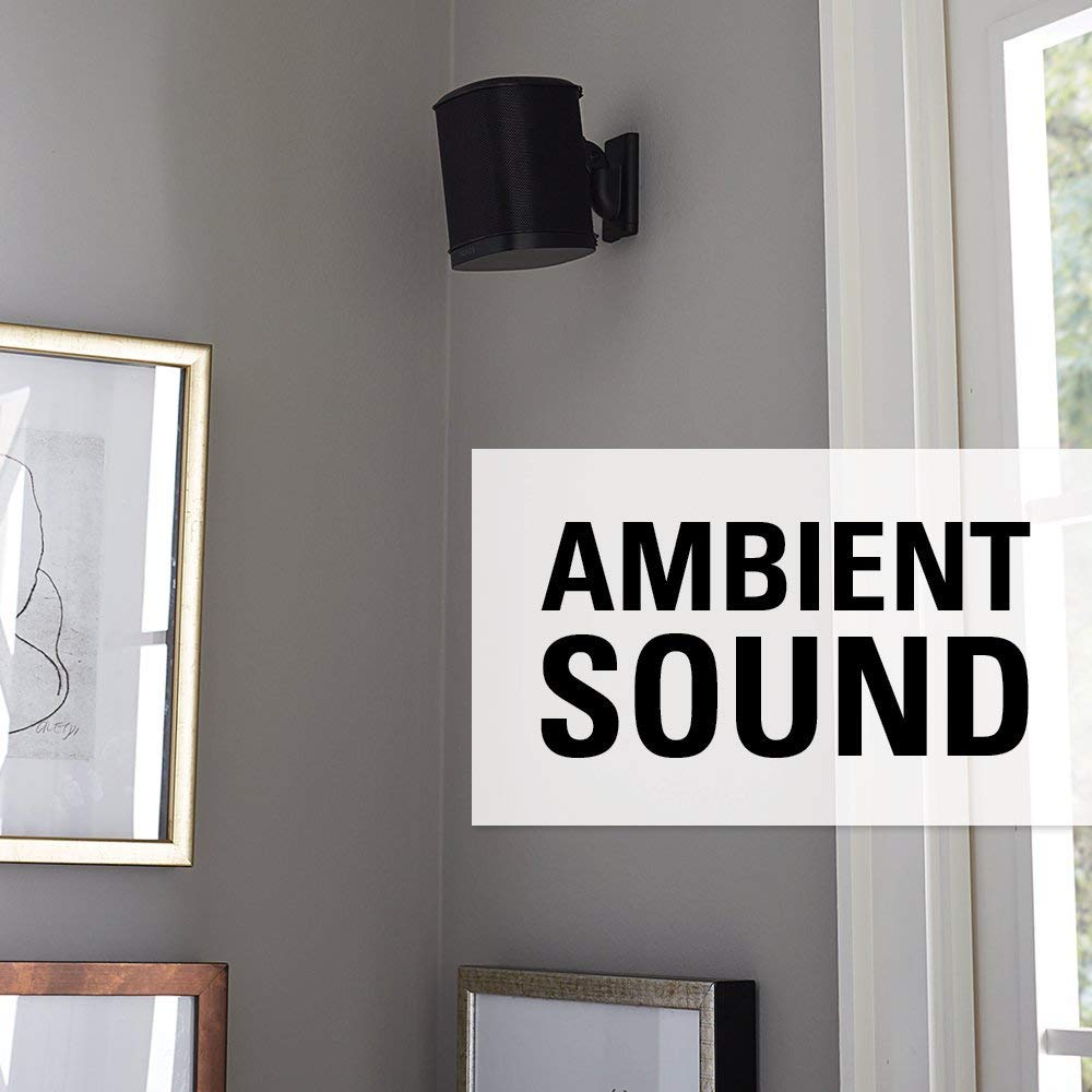 Sanus Adjustable Sonos Wall Mount for Sonos One, Play:1, & Play:3 - Tool Free Tilt & Swivel Adjustments for Best Audio - Pair (Black) - WSWM22-B1