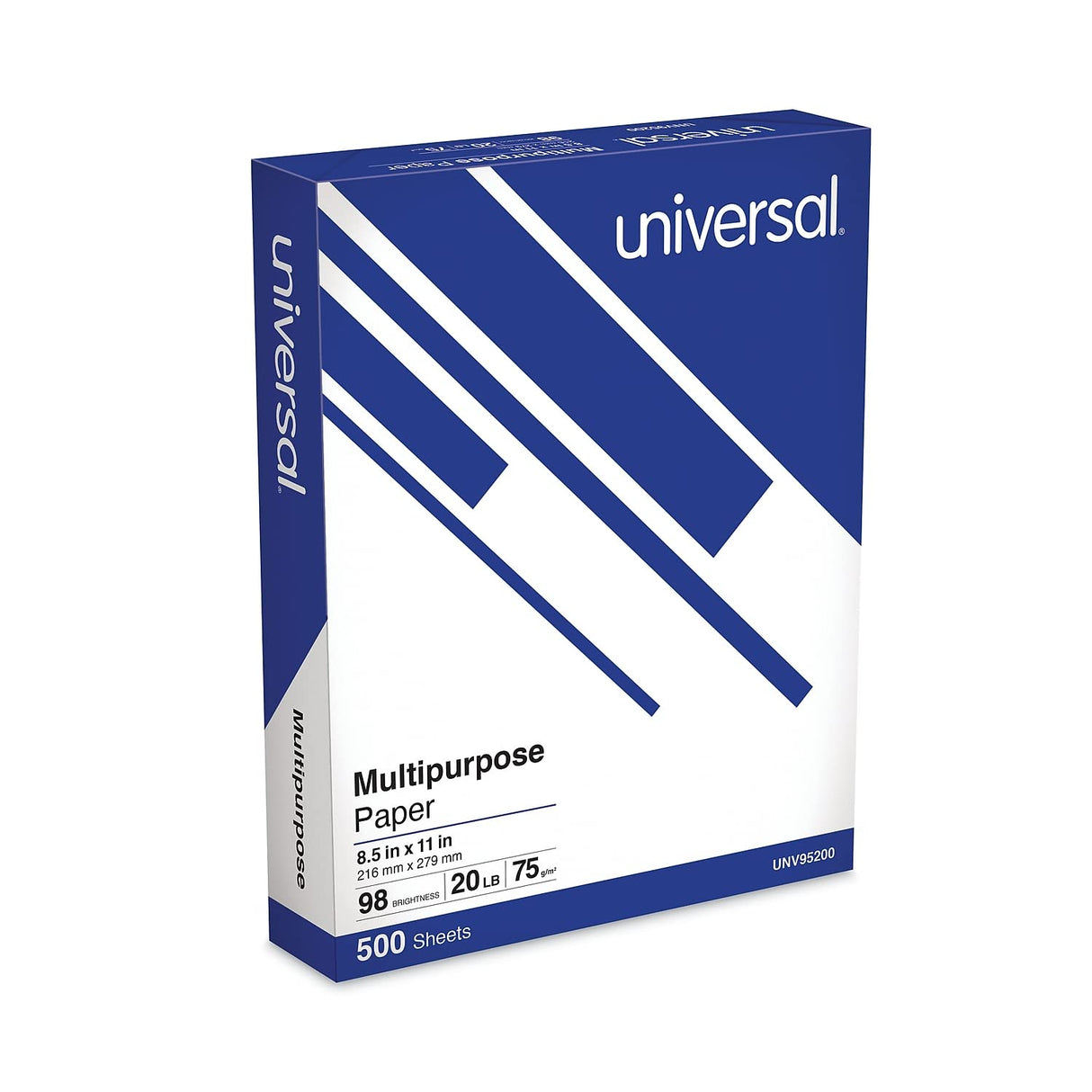 Universal UNV95200 20 lbs. Bond Weight 98 Bright 8.5 in. x 11 in. Deluxe Multipurpose Paper - Bright White (500 Sheets/Ream, 1 Ream)