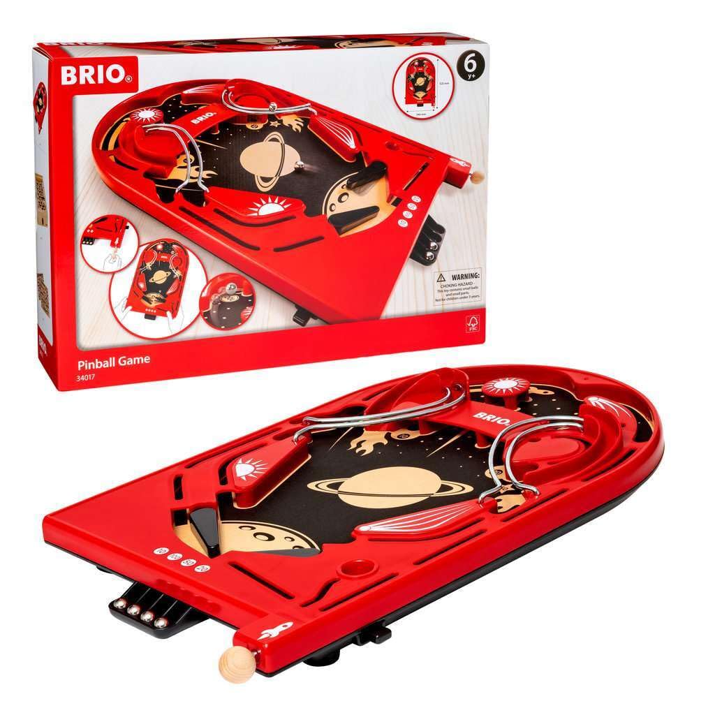 BRIO 34017 Pinball Game - Classic Vintage Arcade Style | Engaging Brain Game for Kids and Adults | Ideal Gift for Ages 6 and Up, Red