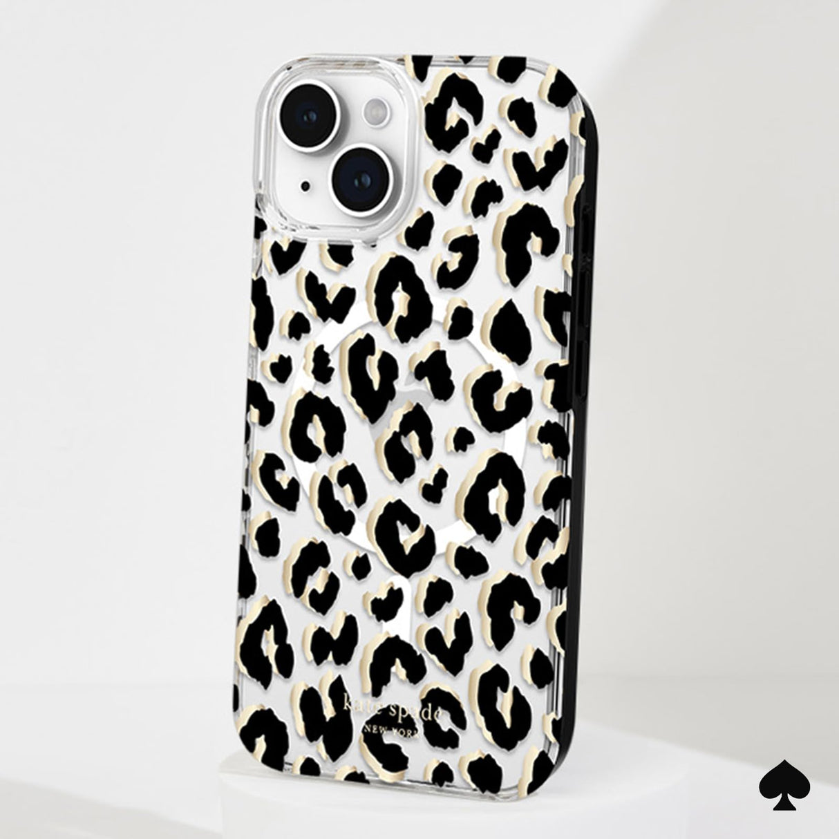 Kate Spade New York iPhone 15 Case / iPhone 14 Case / iPhone 13 Case, Compatible with MagSafe - City Leopard Black