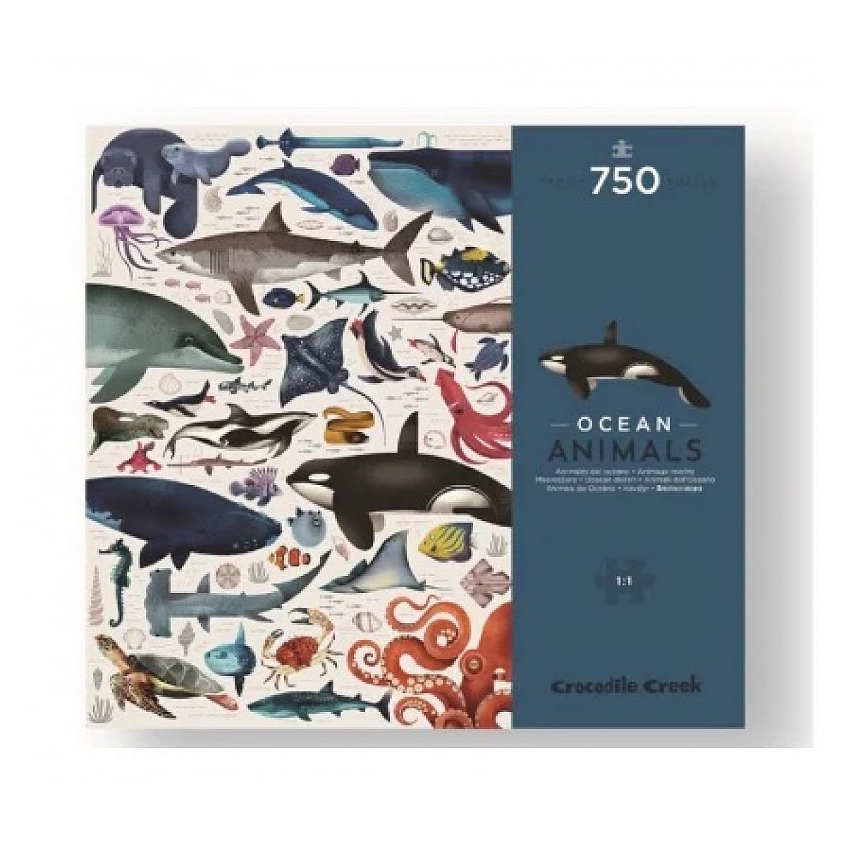 Crocodile Creek Jigsaw Puzzle, 750 Pieces for Adults and Kids Ages 6 Years and Up, Learn About Ocean Animals