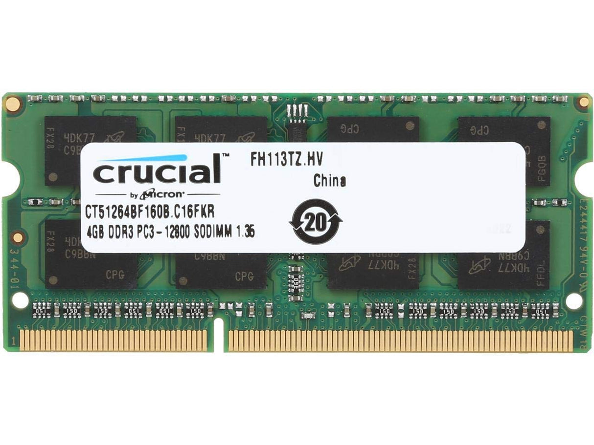 Crucial DDR3L 1600 MT/S (PC3 – 12800) GB CL11 SODIMM 204pin 1.35 V/1.5 V For Laptop Memory ct51264bf160b