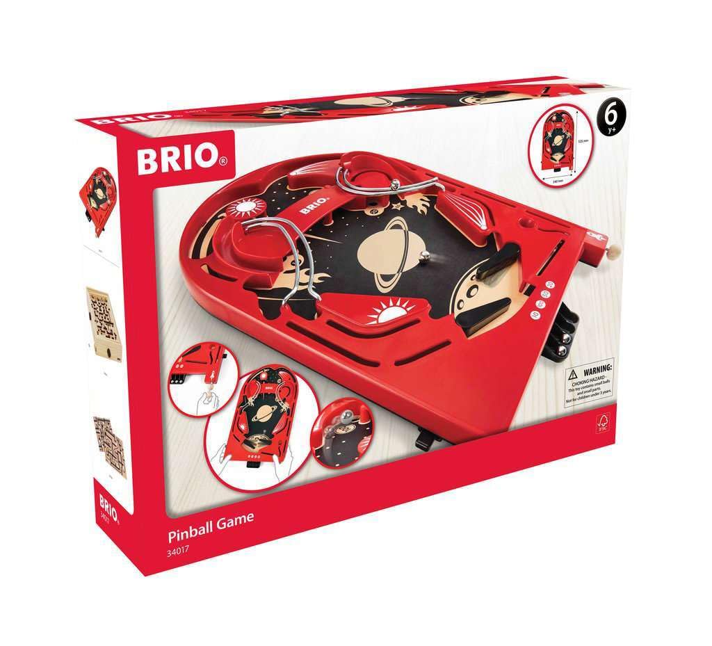 BRIO 34017 Pinball Game - Classic Vintage Arcade Style | Engaging Brain Game for Kids and Adults | Ideal Gift for Ages 6 and Up, Red