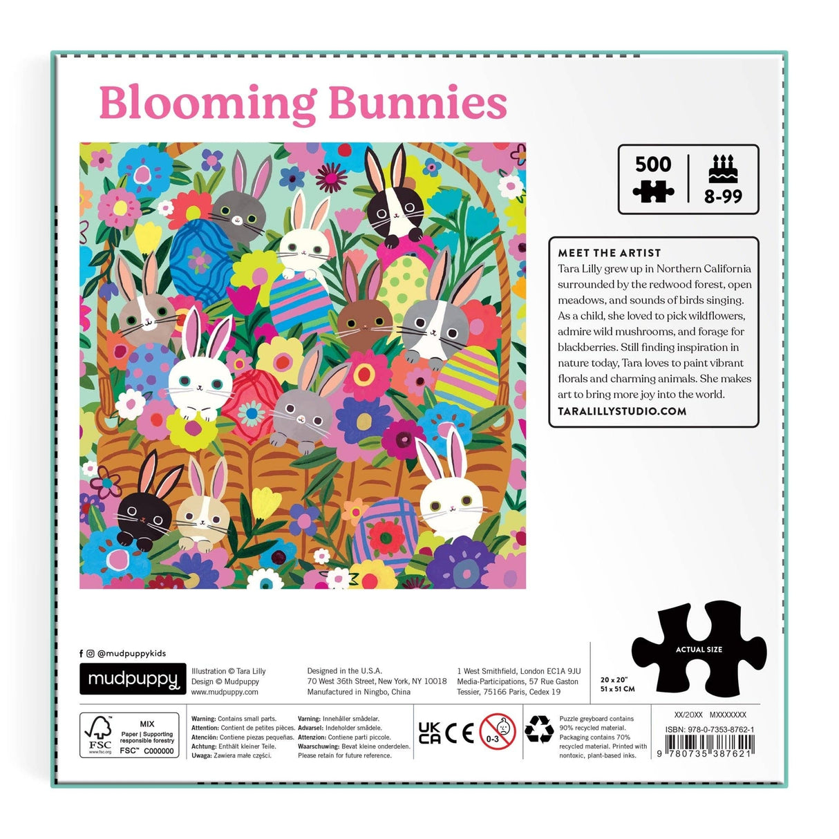 Mudpuppy - Blooming Bunnies 500 Piece Foil Family Puzzle