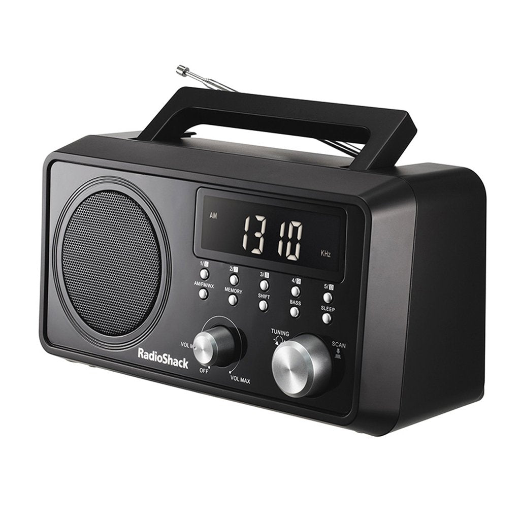 RadioShack AM/FM Portable Radio – Power Cord and Battery Operated Radio Black