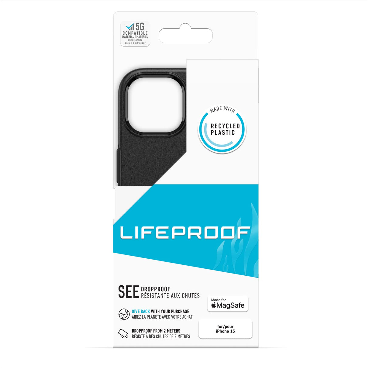 LifeProof See Case for iPhone 13 Pro with MagSafe, Shockproof, Drop Proof to 2 Meters, Ultra-Slim, Protective Thin Case, Sustainably Made, Black
