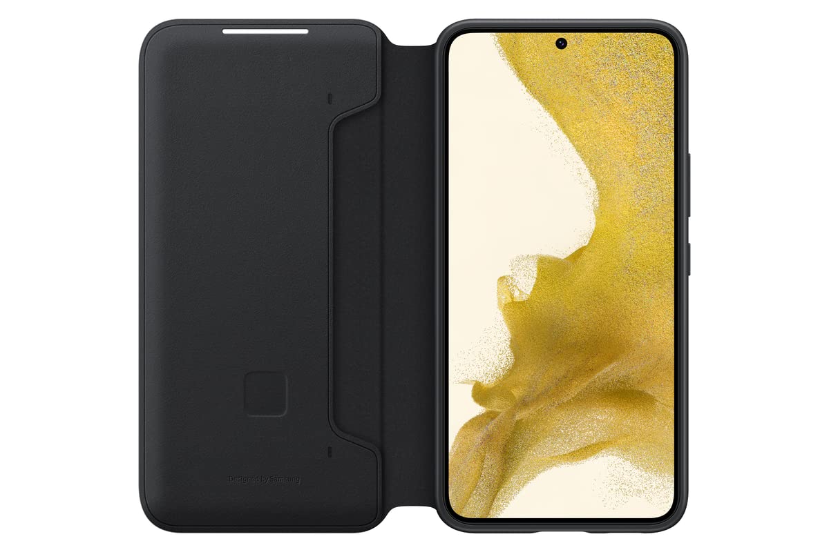 Samsung Galaxy S22 LED View Cover, Protective Phone Case, Tap Control, Card Pocket, Customizable, Shockproof, US Version, Black