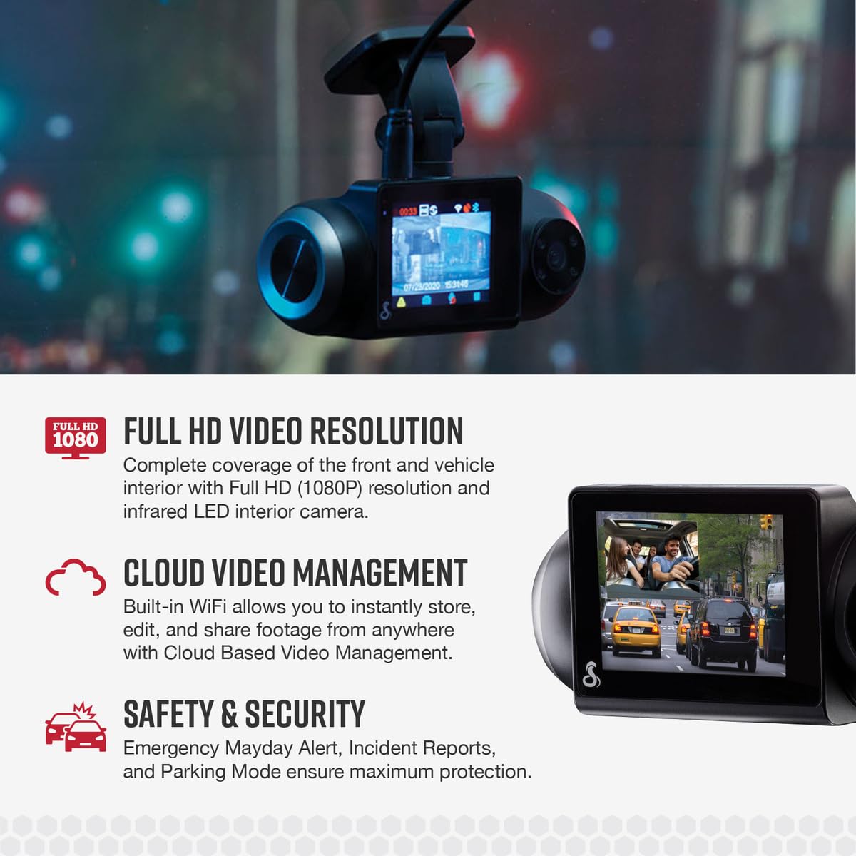 Cobra Smart Dash Cam with Interior Cam (SC 201) - Full HD 1080P Resolution