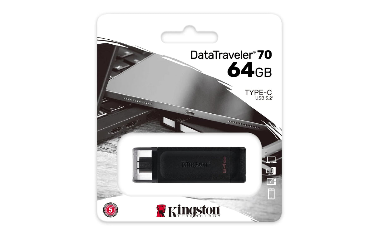 KINGSTON 64GB DATATRAVELER 70 USB-C FLASH DRIVE