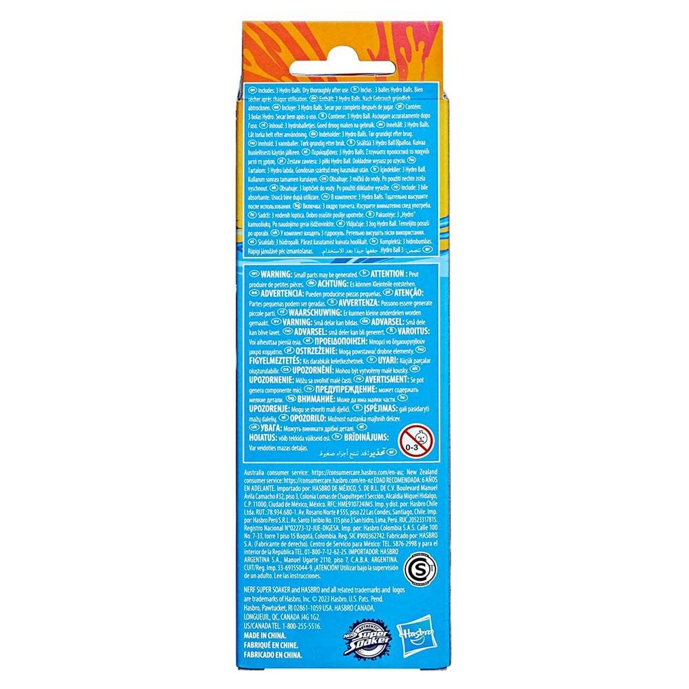 Nerf Super Soaker Hydro Balls 3-Pack, Reusable Water Balloons, Water-Filled Balls Burst on Impact, Fast Refill, Outdoor Toy for Kids Ages 6 & Up