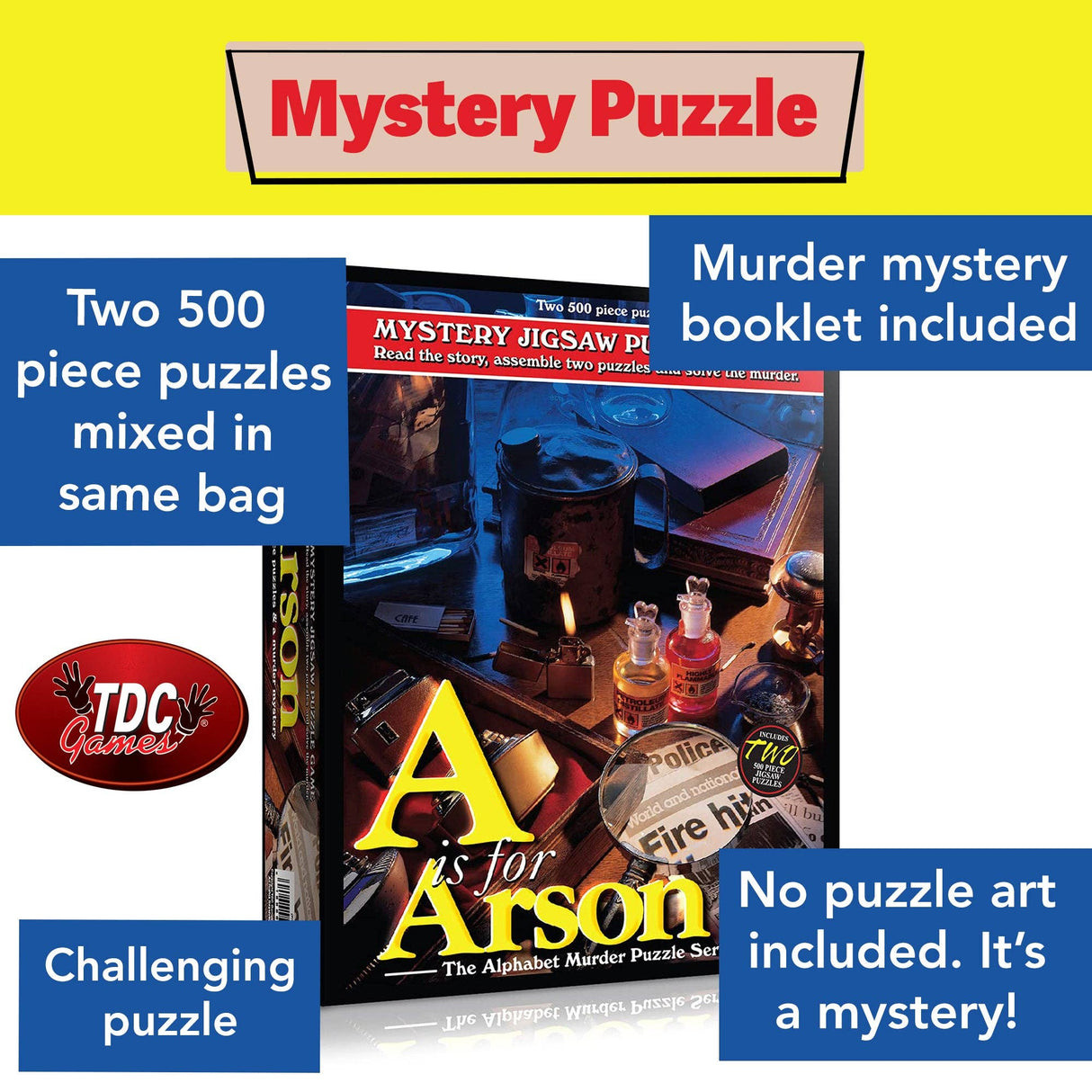 Wood Expressions - A is for Arson Alphabet Mystery Jigsaw Puzzles (2) 500 pcs