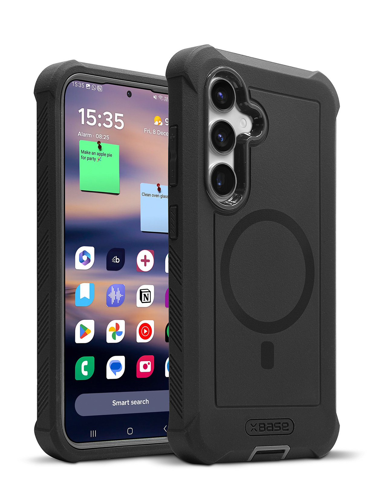 Samsung S25 xBase Boulder MagSafe Heavy Duty Co-Molded Rugged ProtectiveCase - Black