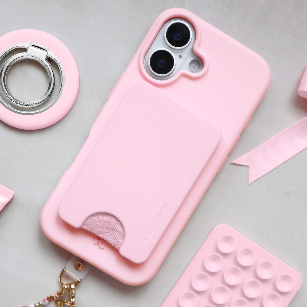 VELVET CAVIAR - Magnetic Phone Wallet- Strawberry Milk
