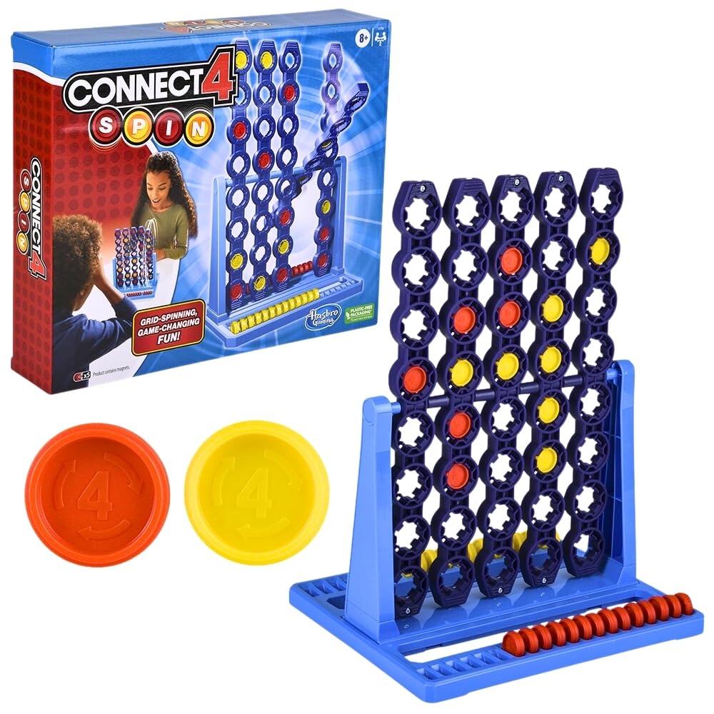 Hasbro Gaming Connect 4 Spin Game, Features Spinning Connect 4 Grid, 2 Player Board Games for Family and Kids, Strategy Board Games, Ages 8 and Up