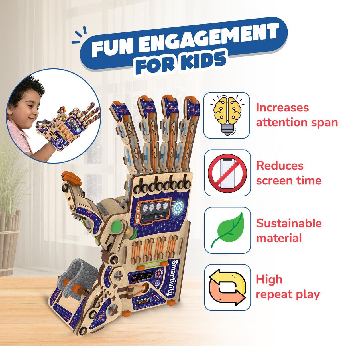 Smartivity Robotic Mechanical Hand STEM Toy for Kids 8-9-10-11-12-13-14 Years Old | 2024 Parents Choice Award Winner I Christmas, Birthday Gift for Boys & Girls | Engineering Kit for 8-14 Years Old