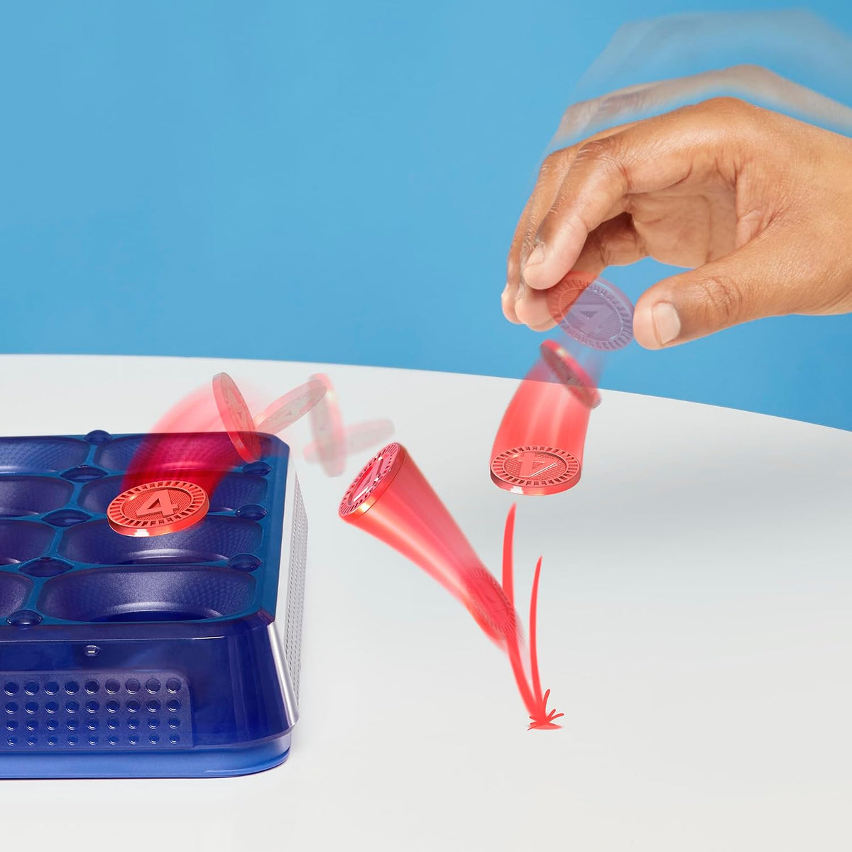 Bouncing a disc into the Connect 4 Frenzy grid