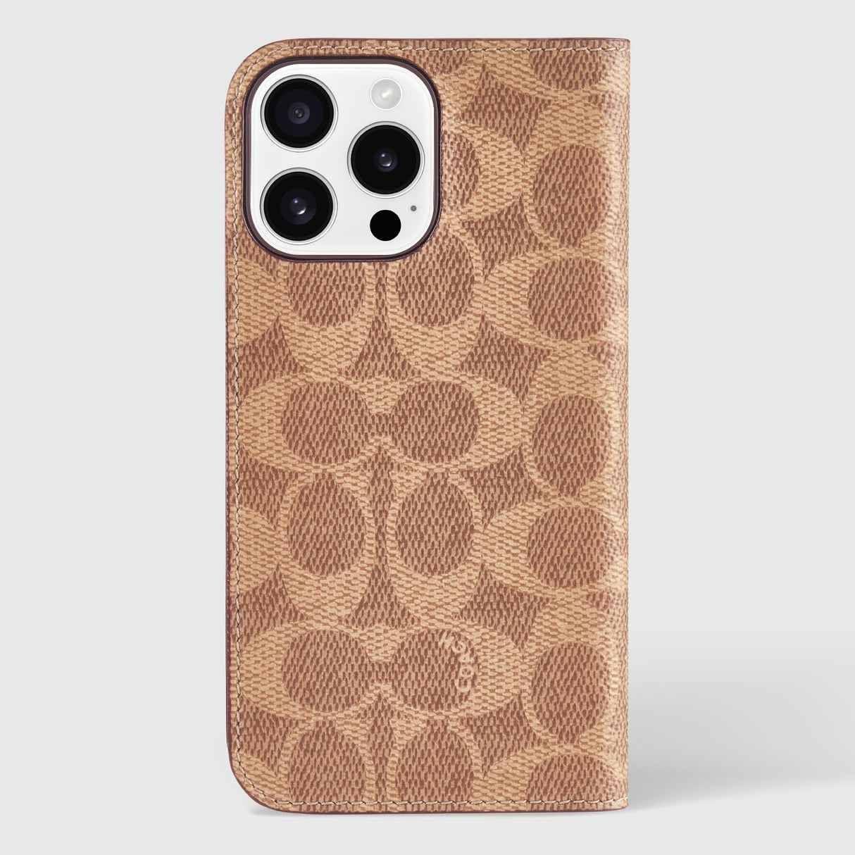 Coach Signature Canvas Wallet Folio iPhone 16 Pro Max Case - Designer Phone Case - Signature Tan