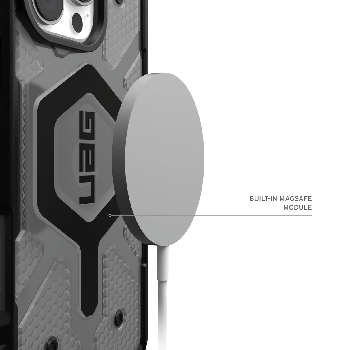URBAN ARMOR GEAR UAG Designed for iPhone 16 Pro Case 6.3" Pathfinder Clear - Compatible with MagSafe Charging Rugged Shockproof Anti-Slip Military Grade Protective Cover, Ash