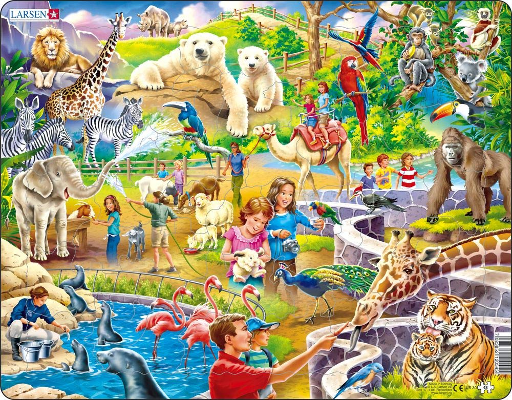 Larsen Puzzles Zoo Animals 48 Piece Children'S Jigsaw Puzzle