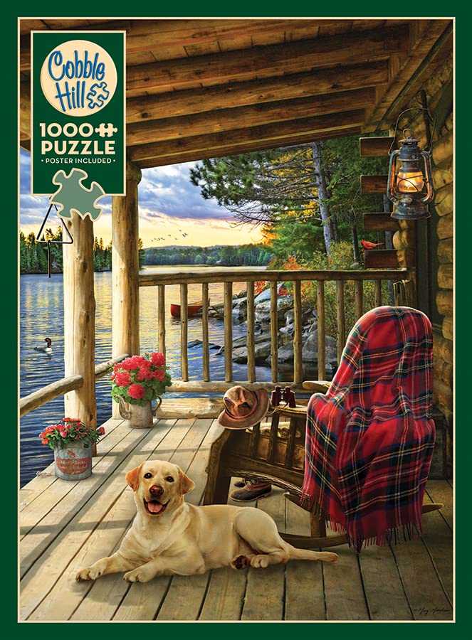 Cobble Hill 1000 Piece Puzzle - Cabin Porch - Sample Poster Included