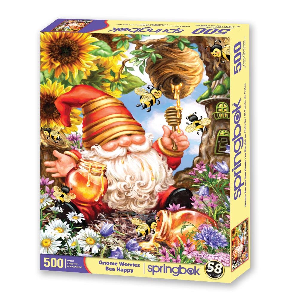 Springbok 500 Piece Jigsaw Puzzle Gnome Worries Bee Happy