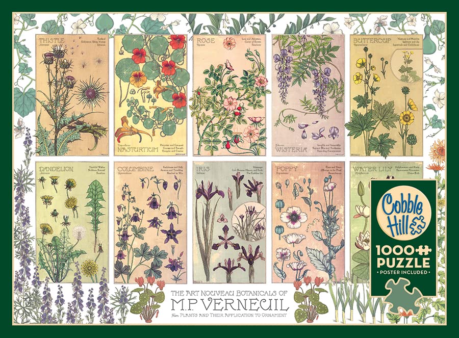 Cobble Hill 1000 Piece Puzzle - Botanicals by Verneuil - Sample Poster Included