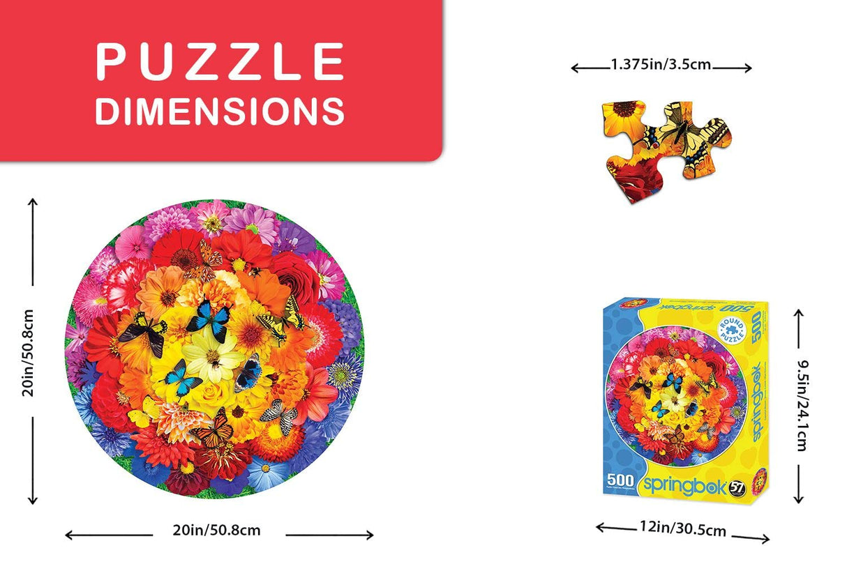 Springbok 500 Piece Round Jigsaw Puzzle Colorful Bloom