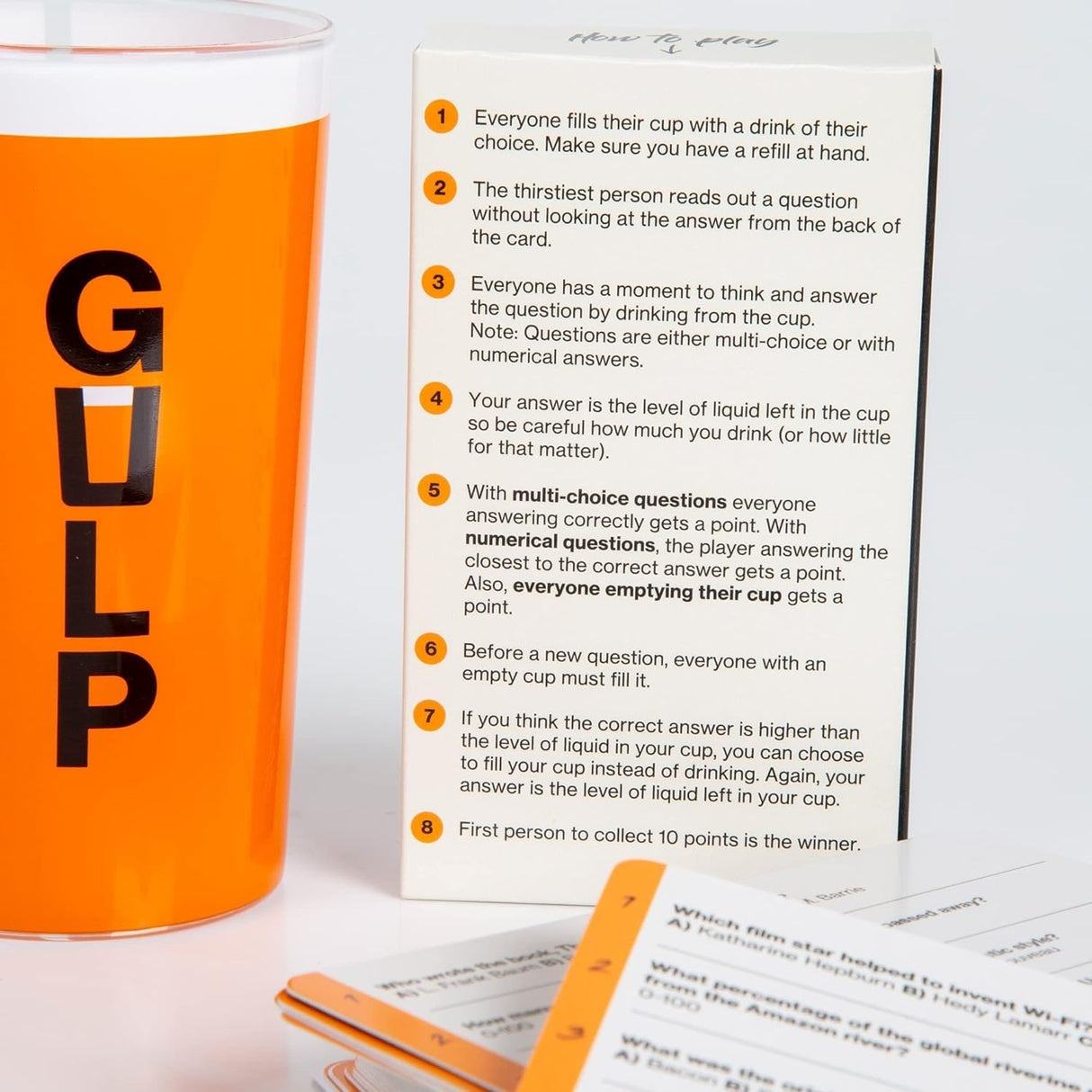 Marektoy Gulp Party Game | Fun Drinking Game Trivia Game for Adults and Teens | Ages 21+ | 1-4 Players | Average Playtime 15-60 Minutes