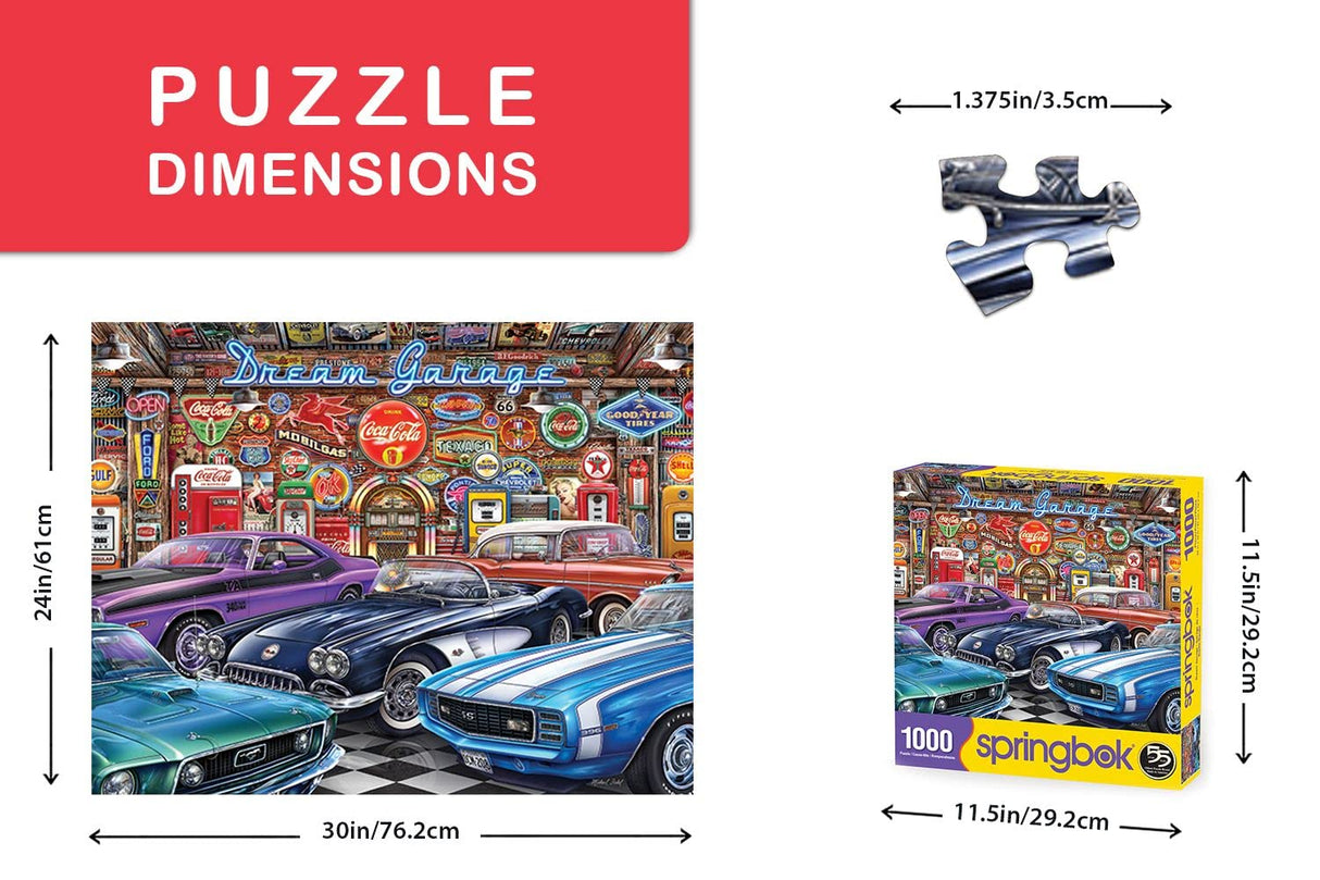 Springbok - Dream Garage - 1000 Piece Jigsaw Puzzle With Classic Muscle Cars