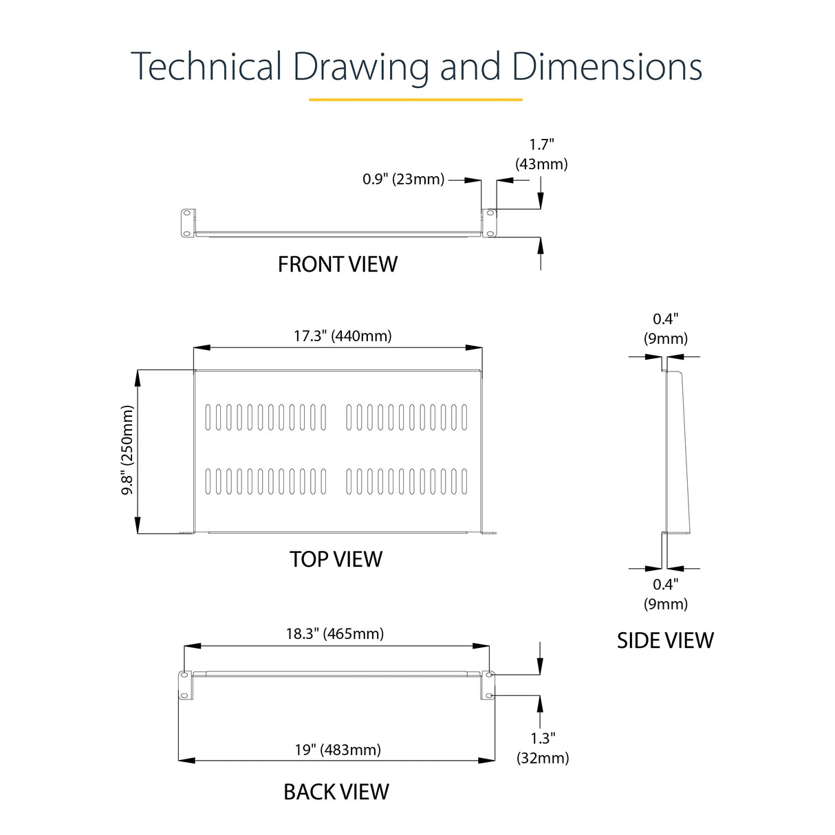 1U Server Rack Shelf - Vented Rack Mount Cantilever Tray for 19" Network Rack & Cabinet, 44lb/20kg, 10" Deep