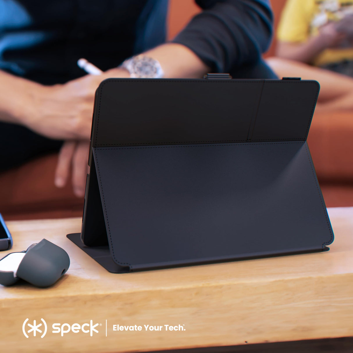 Speck New iPad Pro 11 Inch Case (2024 Model, 5th Gen) - with Pencil Holder, Drop & Camera Protection, Slim Multi Range Stand, Balance Folio, No Auto/Sleep Wake Function - Black/Black/White