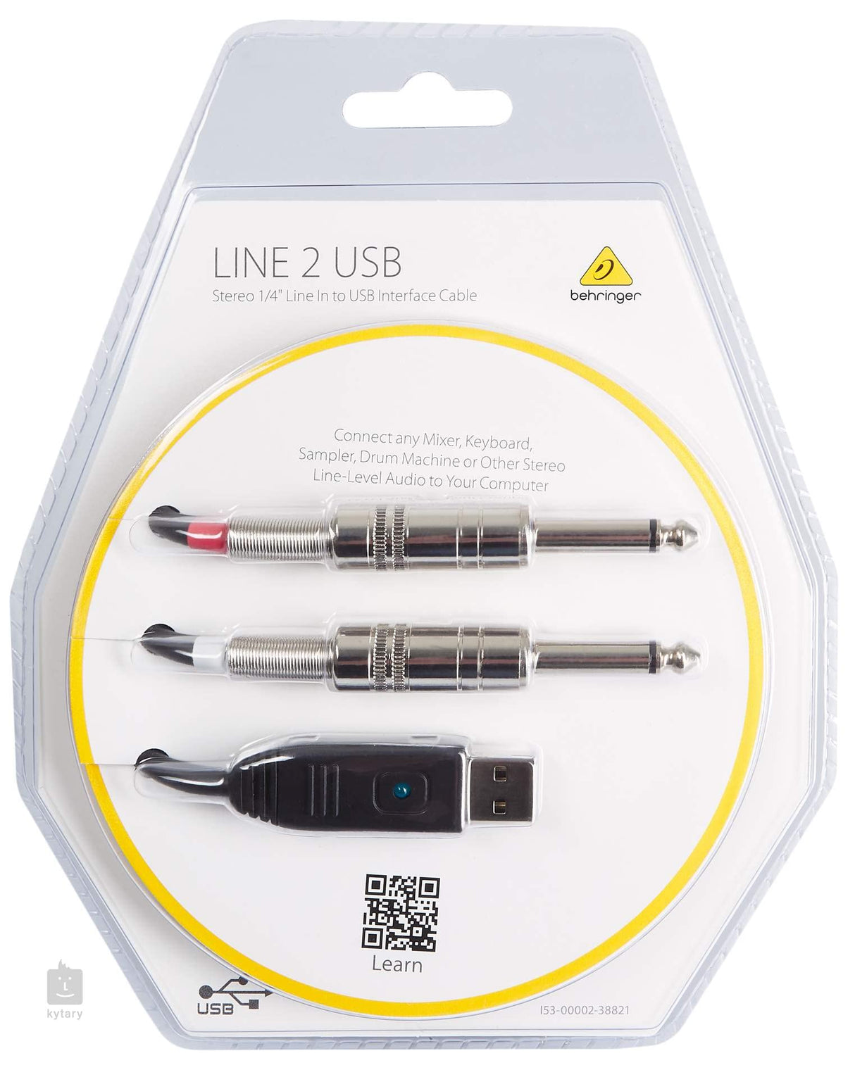 Behringer LINE 2 USB 2 Stereo 1/4" Line in to USB Interface Cable (Black)