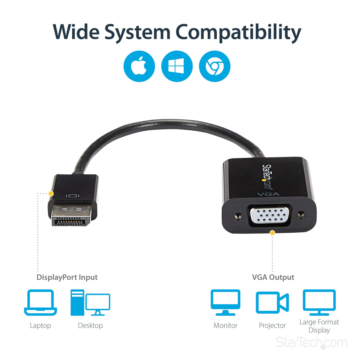STARTECH.COM DISPLAYPORT TO VGA ADAPTER, ACTIVE DP TO VGA CONVERTER, 1080P VIDEO