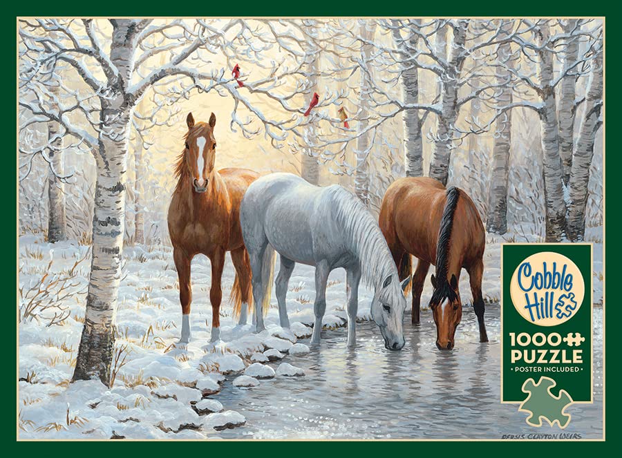 Cobble Hill 1000 Piece Puzzle - Winter Trio - Sample Poster Included