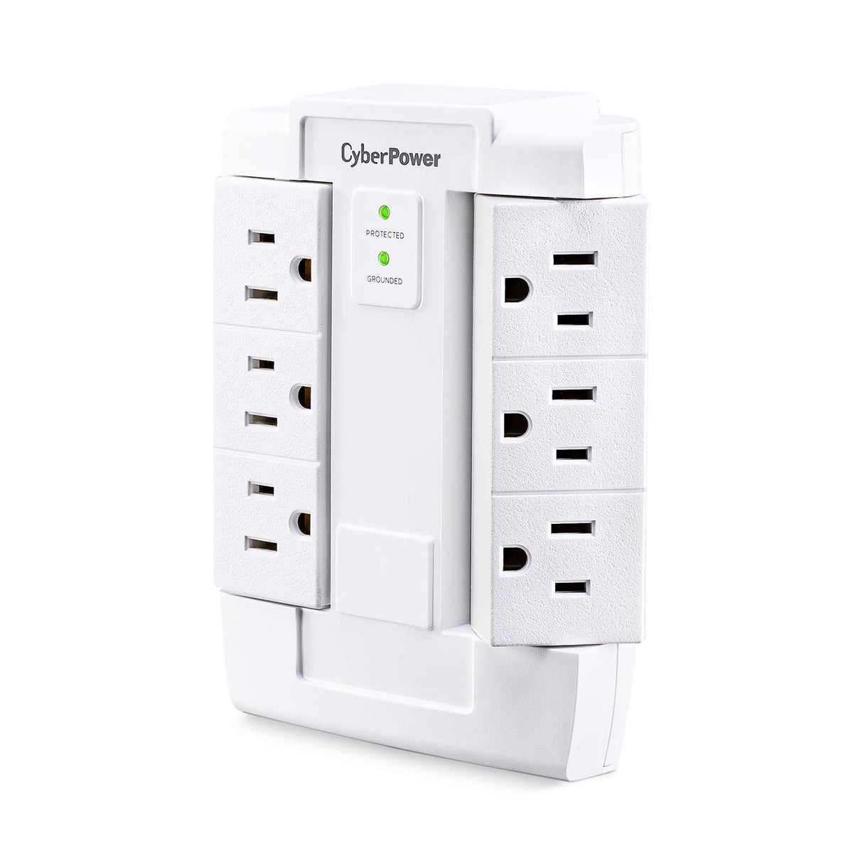 CyberPower CSB600WS Surge Protector, 900J/125V, 6 Swivel Outlets, Wall Tap, White, UL Listed