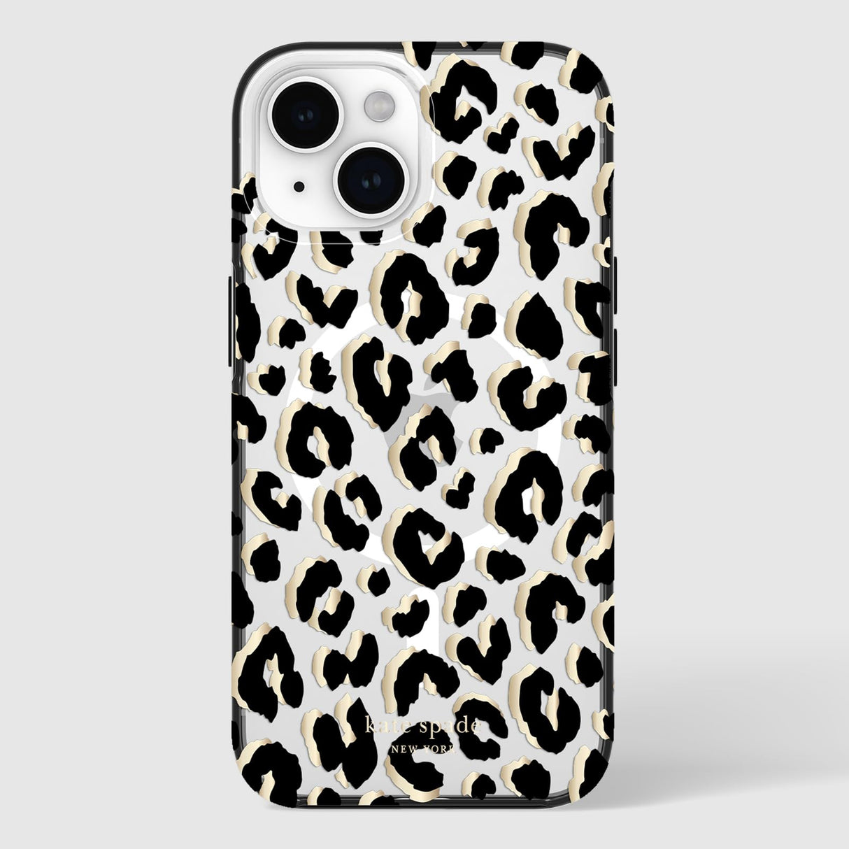 Kate Spade New York iPhone 15 Case / iPhone 14 Case / iPhone 13 Case, Compatible with MagSafe - City Leopard Black