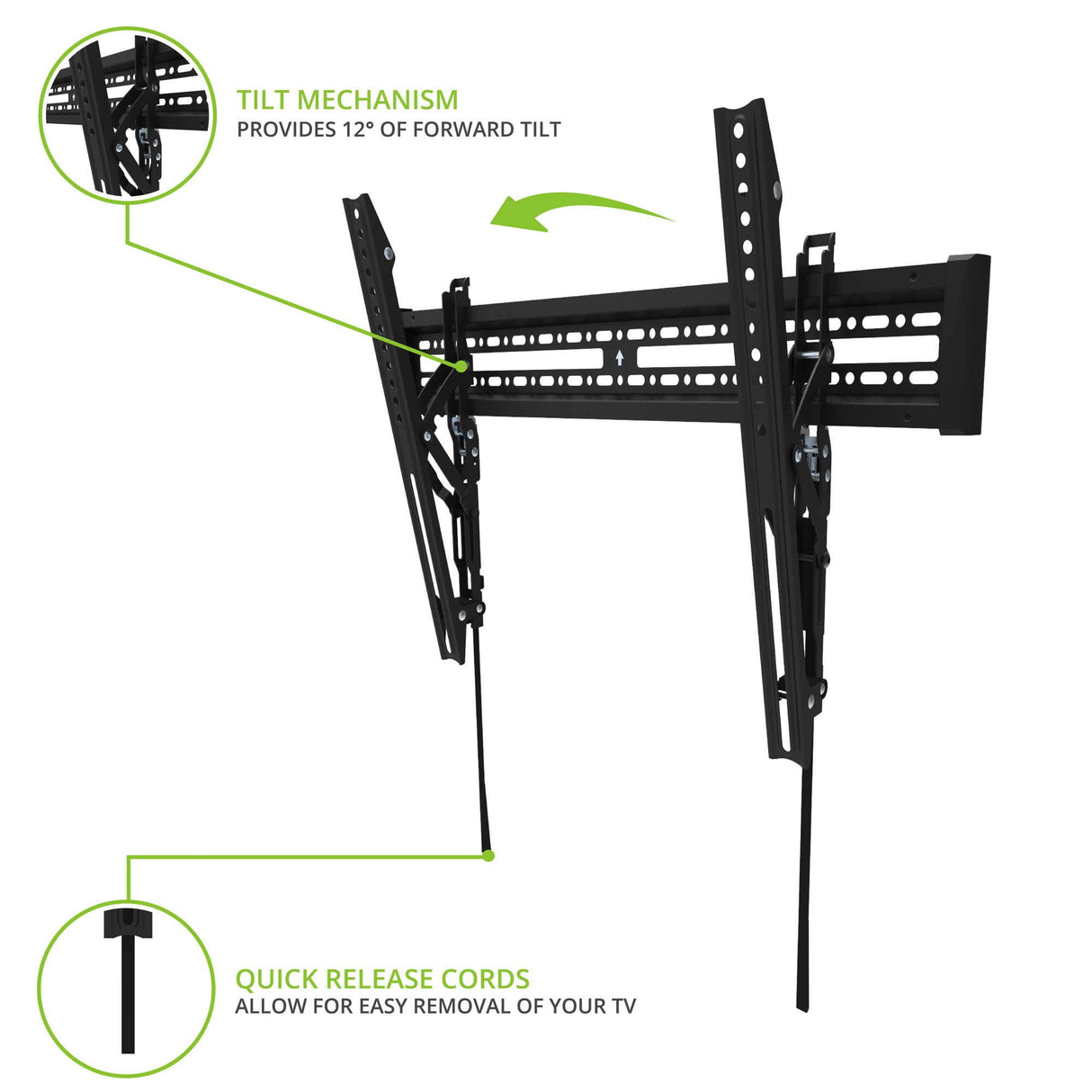 Kanto KT3260 Tilting TV Wall Mount | Fits 32” to 60” Monitors | Fits VESA Sizes 100 x 100 to 600 x 400 | Tilt Mechanism | Quick Release Tabs | Solid Steel Construction | Dual Stud Wall Plate | Black